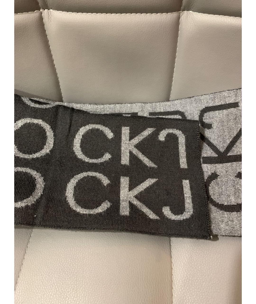 CALVIN KLEIN JEANS Антрацитовый шерстяной шарф, фото 4