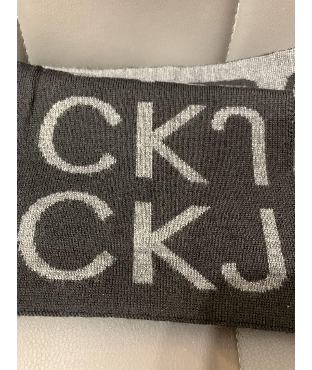 CALVIN KLEIN JEANS Антрацитовый шерстяной шарф, фото 2