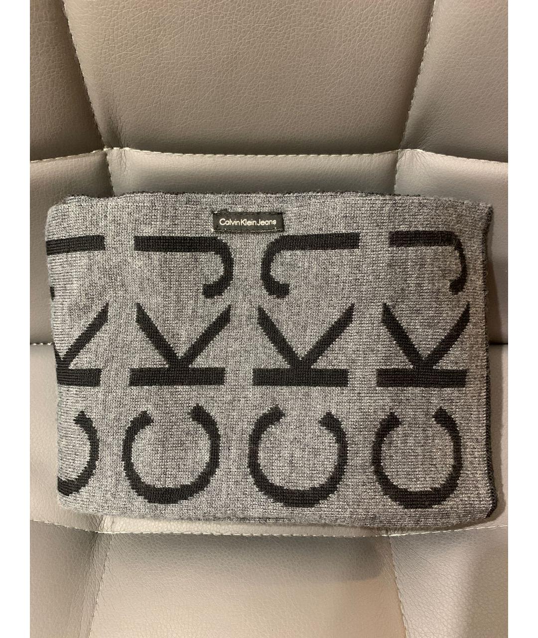 CALVIN KLEIN JEANS Антрацитовый шерстяной шарф, фото 6