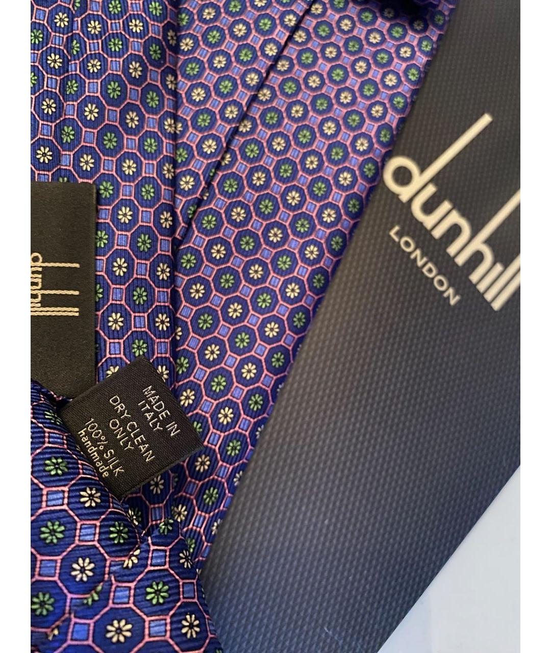 DUNHILL Синий шелковый галстук, фото 3
