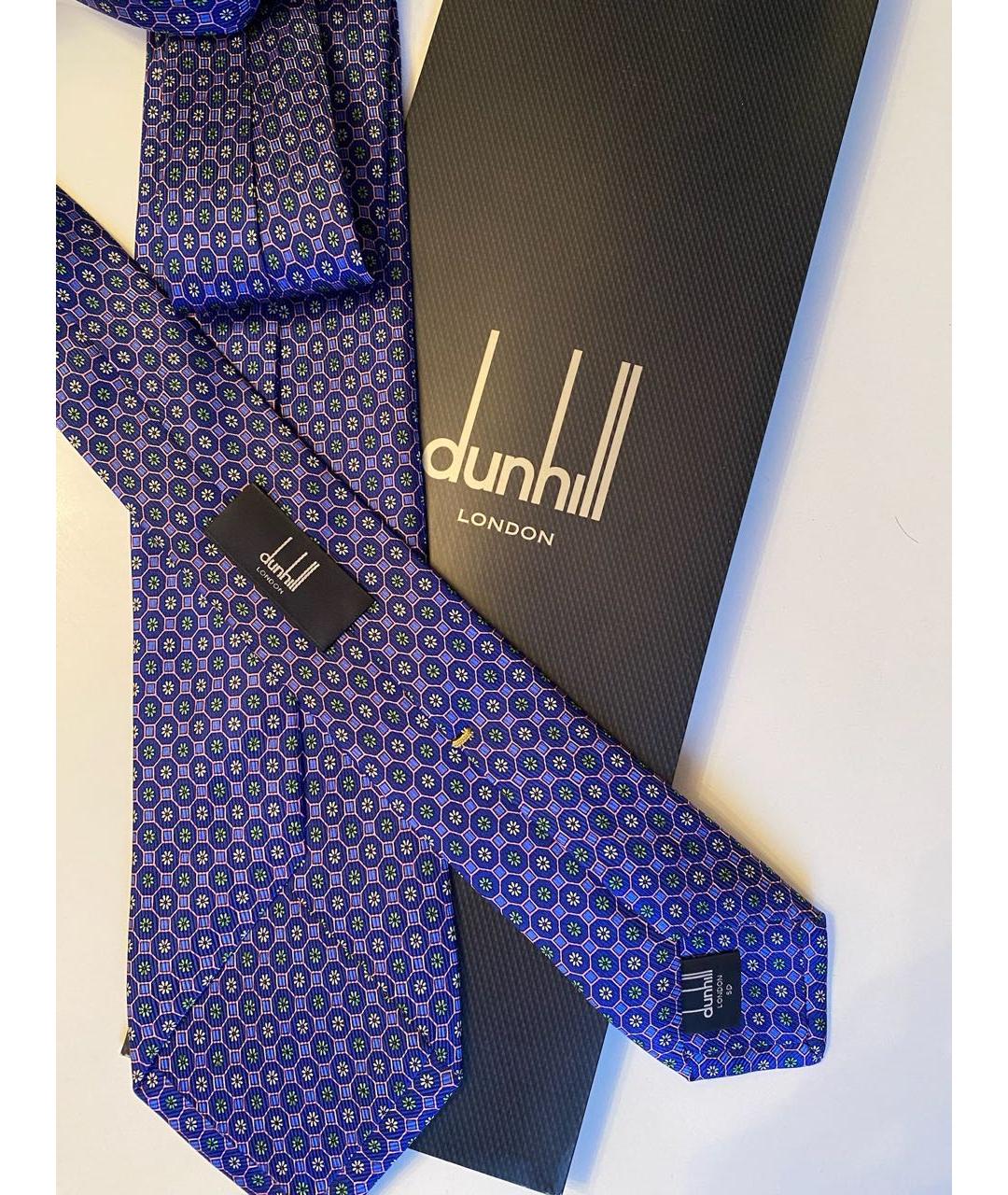 DUNHILL Синий шелковый галстук, фото 2