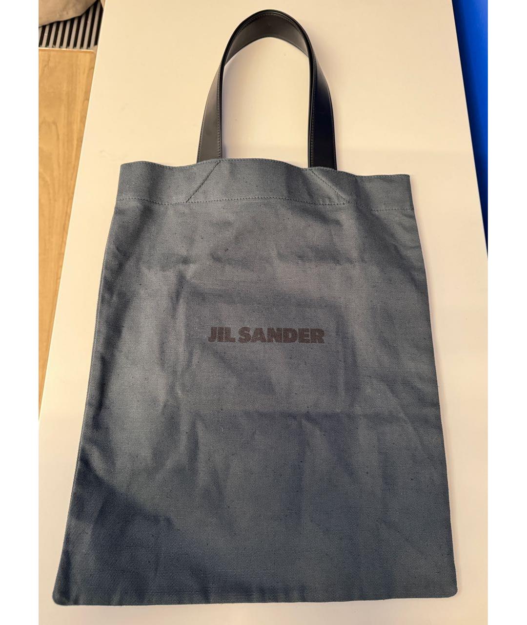 JIL SANDER Темно-синяя хлопковая сумка тоут, фото 9