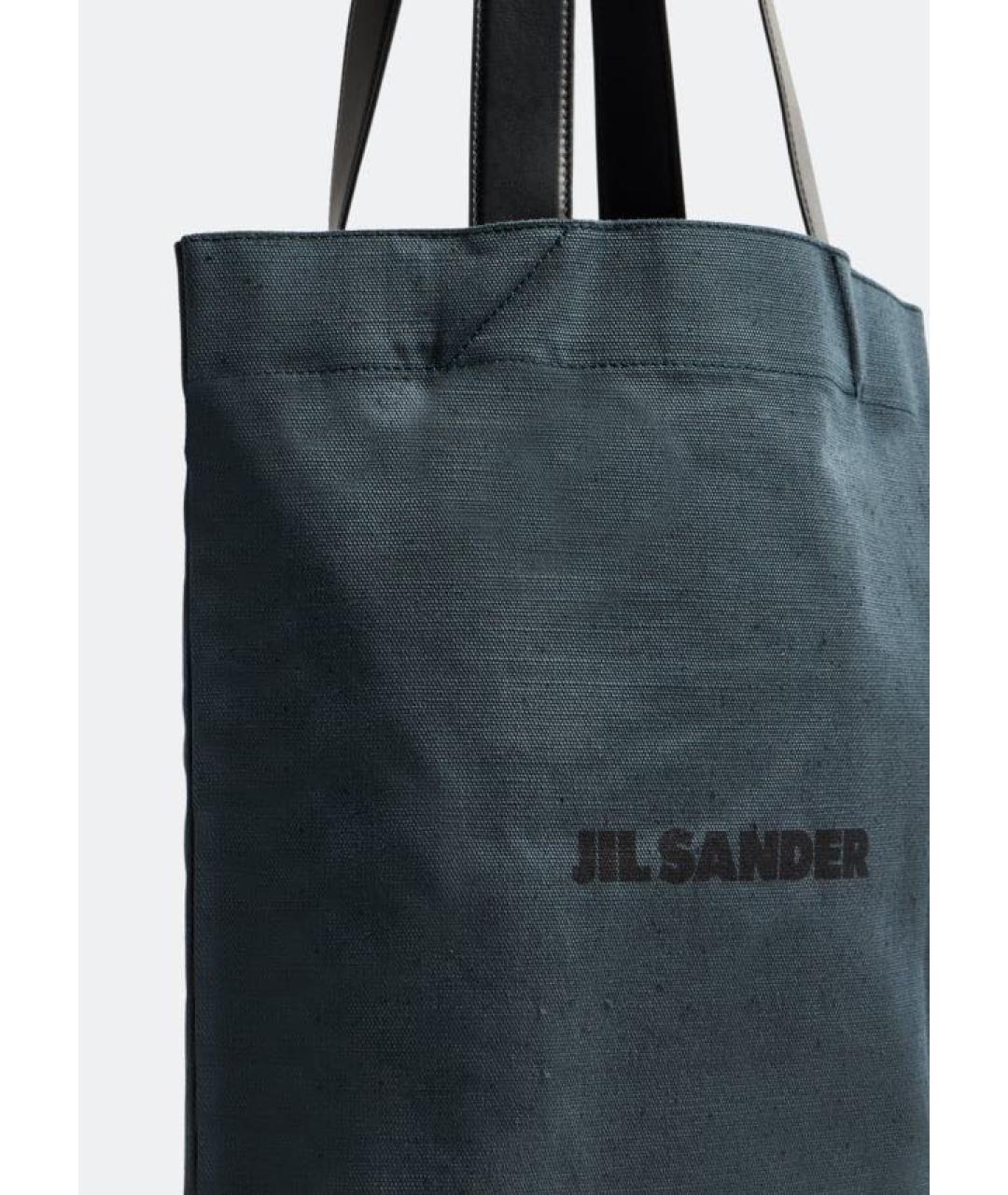 JIL SANDER Темно-синяя хлопковая сумка тоут, фото 7