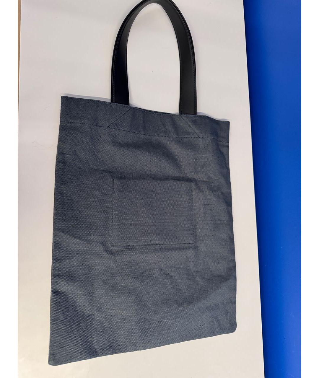 JIL SANDER Темно-синяя хлопковая сумка тоут, фото 3