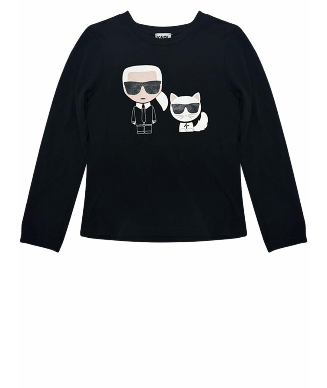 KARL LAGERFELD KIDS Черный хлопковый детская футболка / топ, фото 1