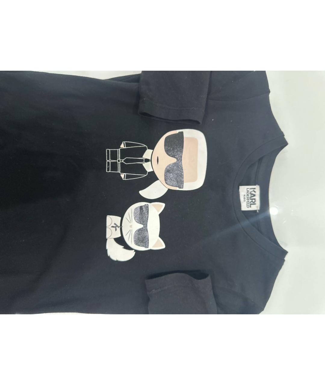 KARL LAGERFELD KIDS Черный хлопковый детская футболка / топ, фото 4