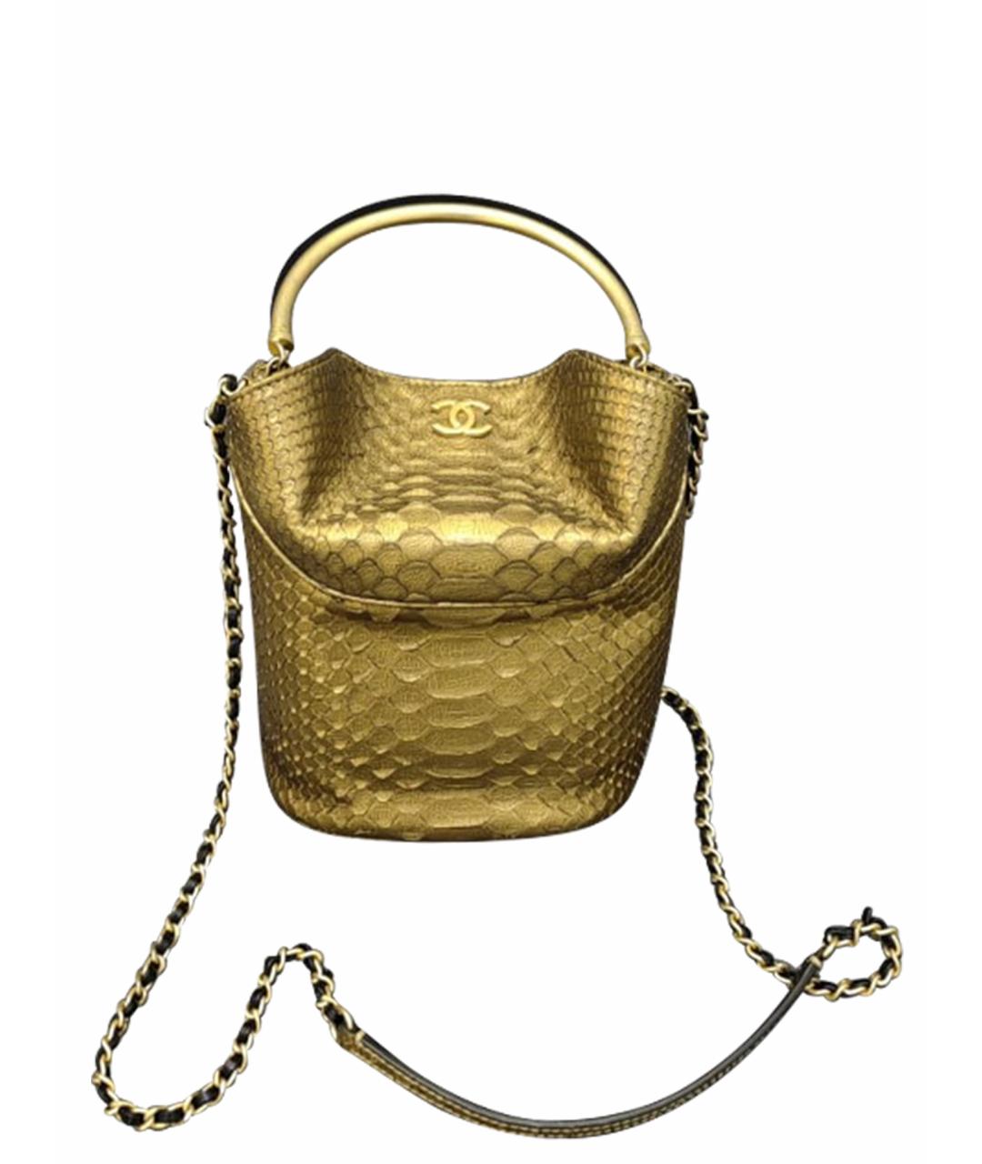 CHANEL PRE-OWNED Золотая сумка с короткими ручками из экзотической кожи, фото 1