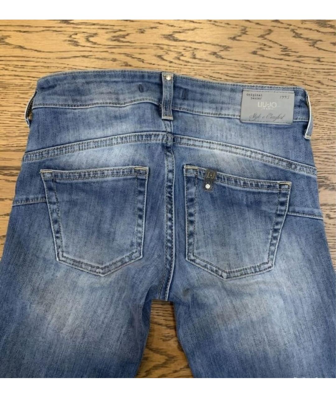 LIU JO Темно-синие хлопко-эластановые джинсы слим, фото 5