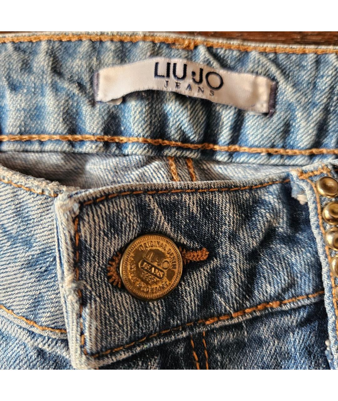 LIU JO Голубые хлопковые прямые джинсы, фото 7