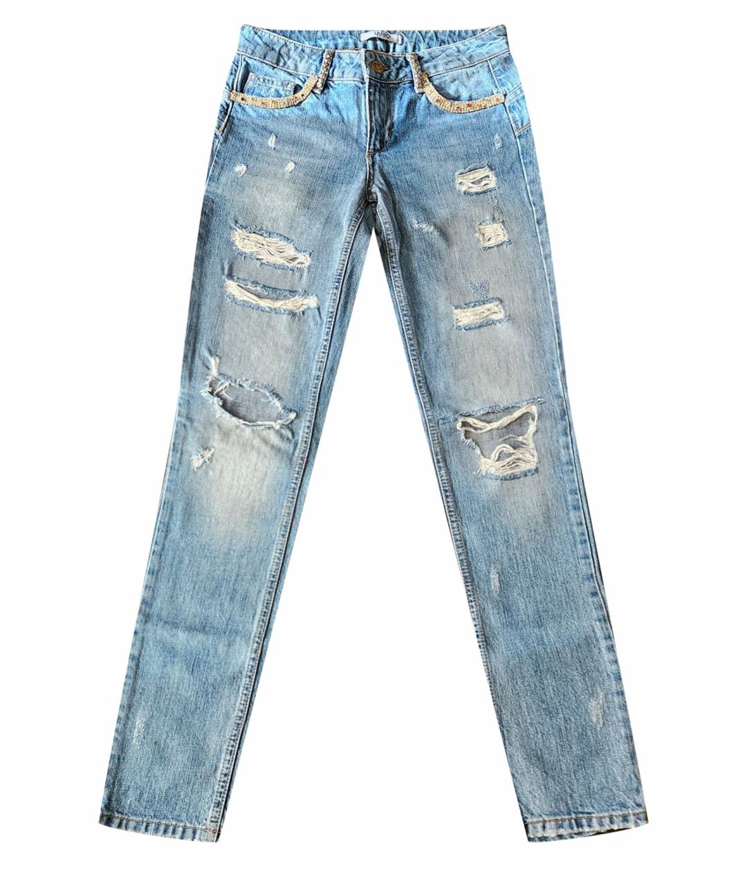 LIU JO Голубые хлопковые прямые джинсы, фото 1