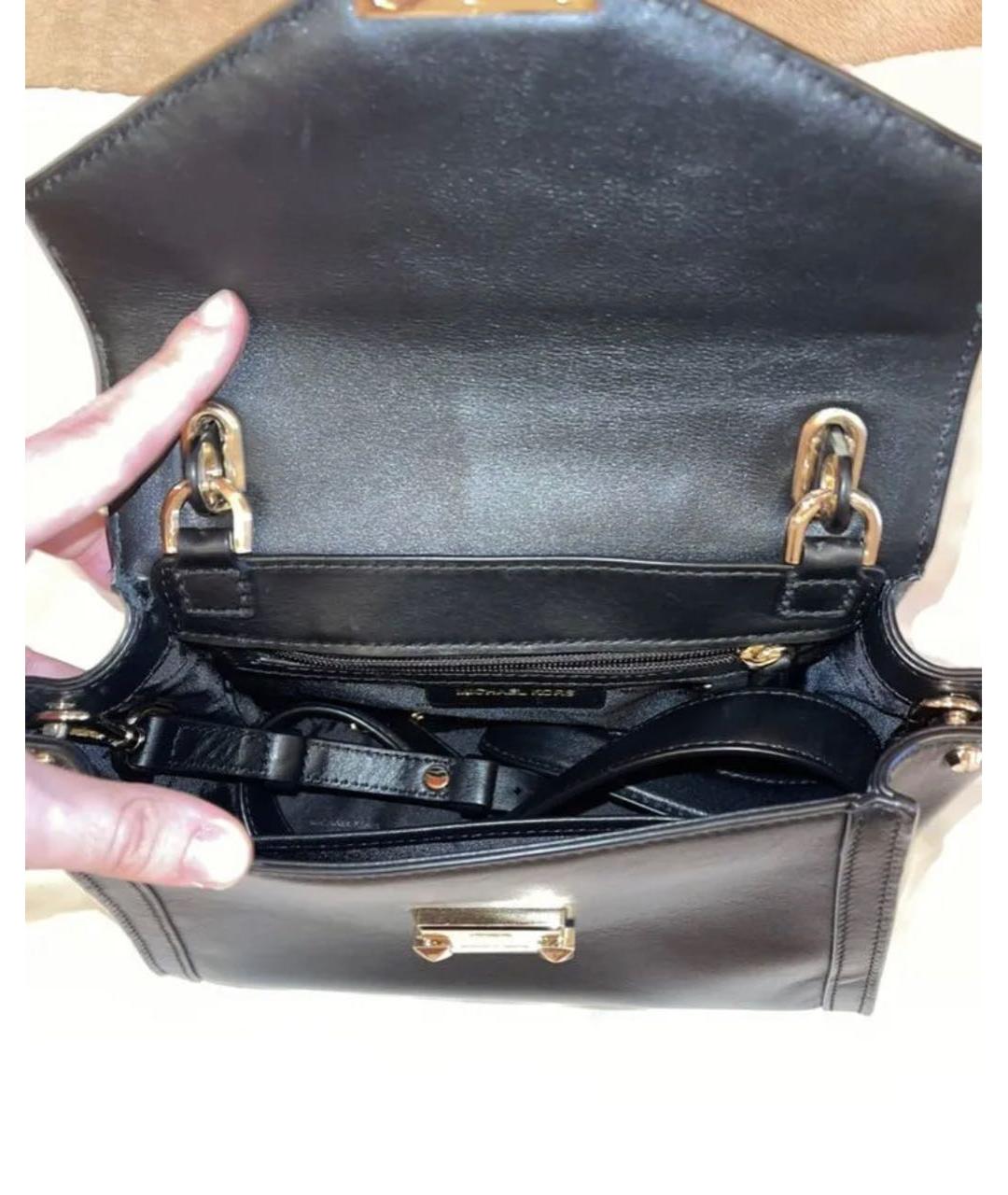 MICHAEL KORS Черная кожаная сумка через плечо, фото 5