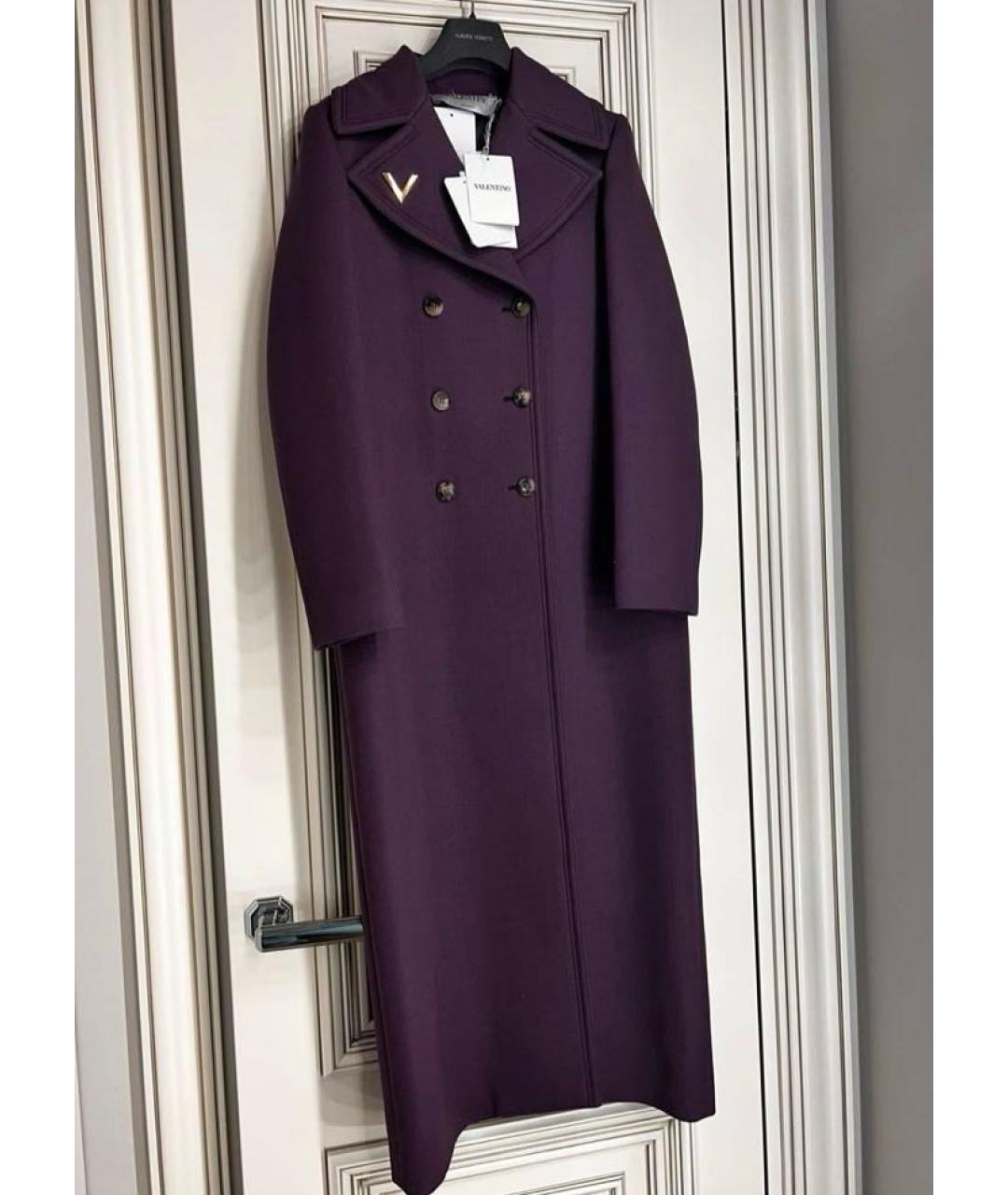 VALENTINO Фиолетовое шерстяное пальто, фото 6