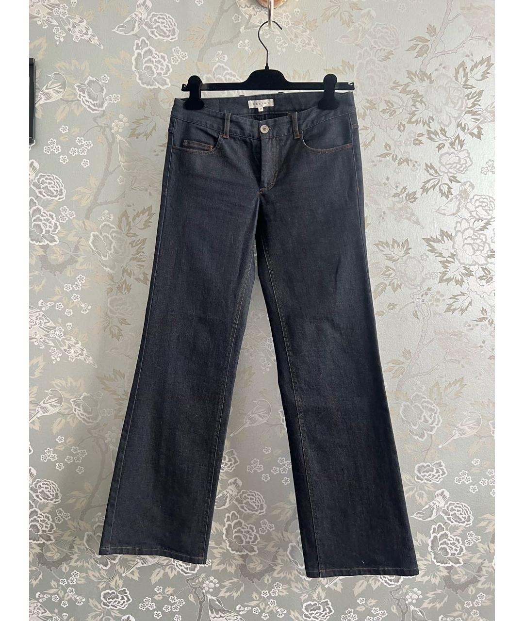 CELINE Темно-синие хлопковые джинсы клеш, фото 6