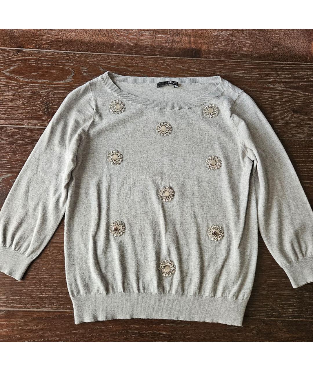 LIU JO Серый хлопковый джемпер / свитер, фото 2