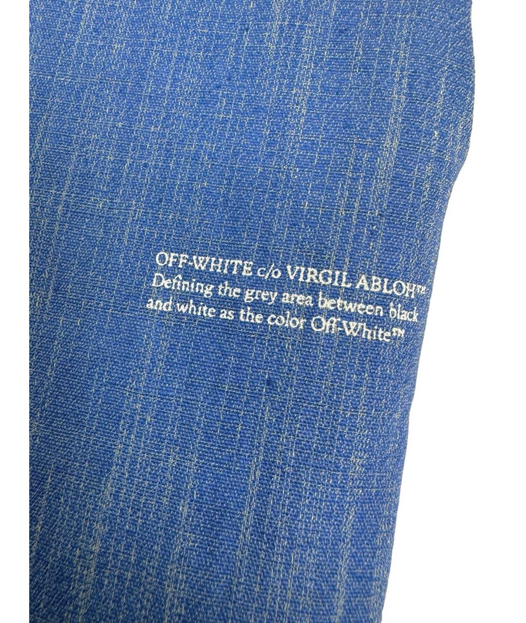 OFF-WHITE Синие льняные прямые брюки, фото 8