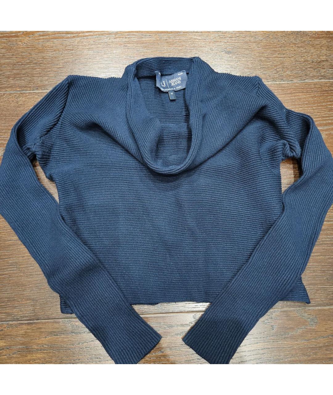 ARMANI JEANS Темно-синий хлопковый джемпер / свитер, фото 2