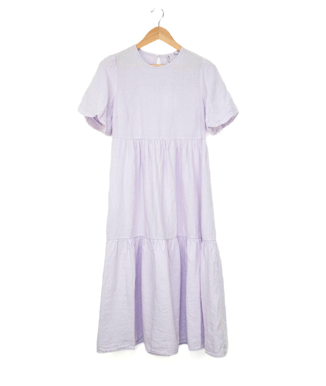 PESERICO Фиолетовое льняное повседневное платье, фото 4