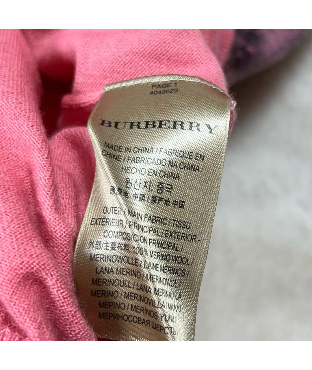 BURBERRY Розовый шерстяной джемпер / свитер, фото 8