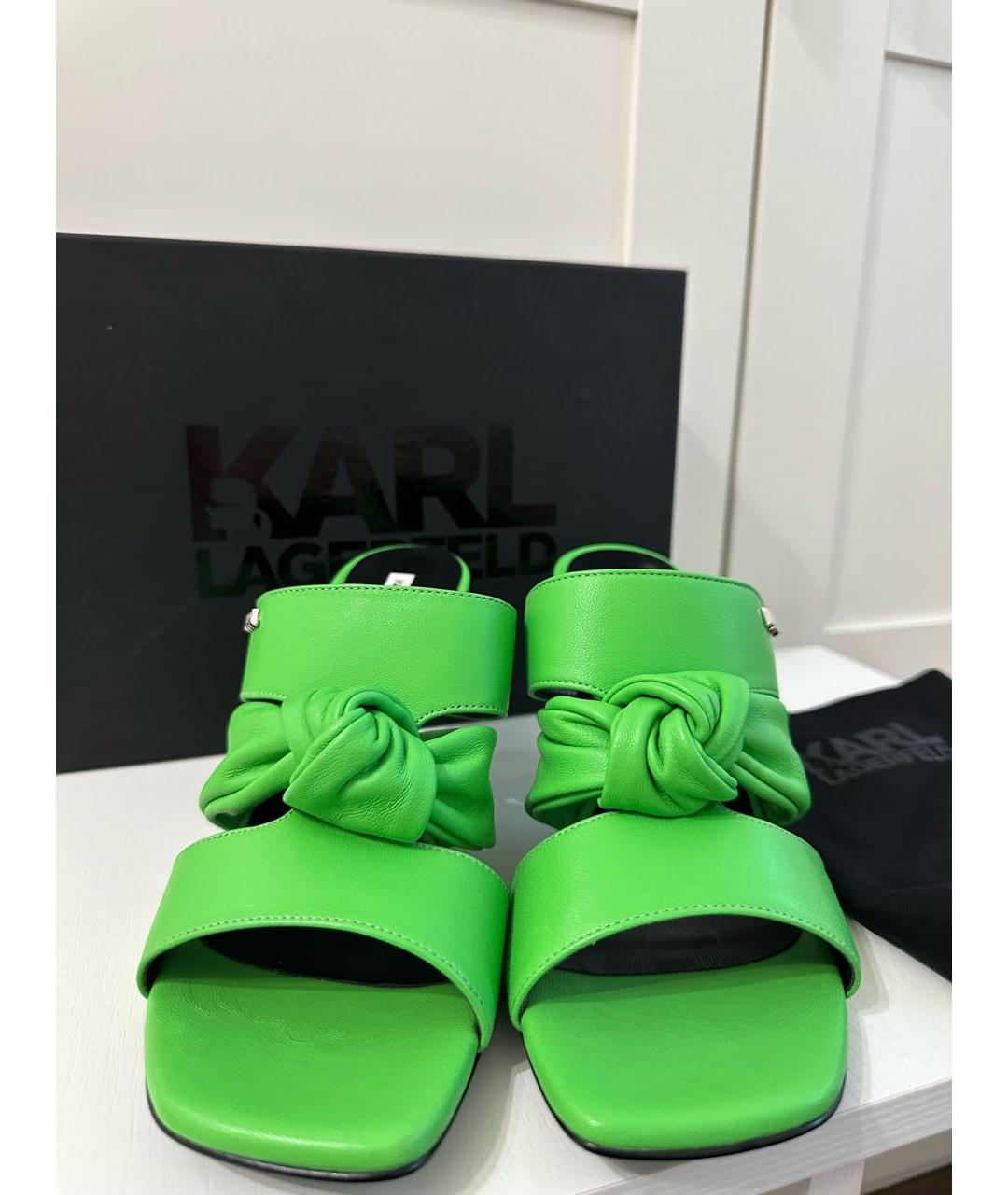 KARL LAGERFELD Зеленые кожаные мюли, фото 2