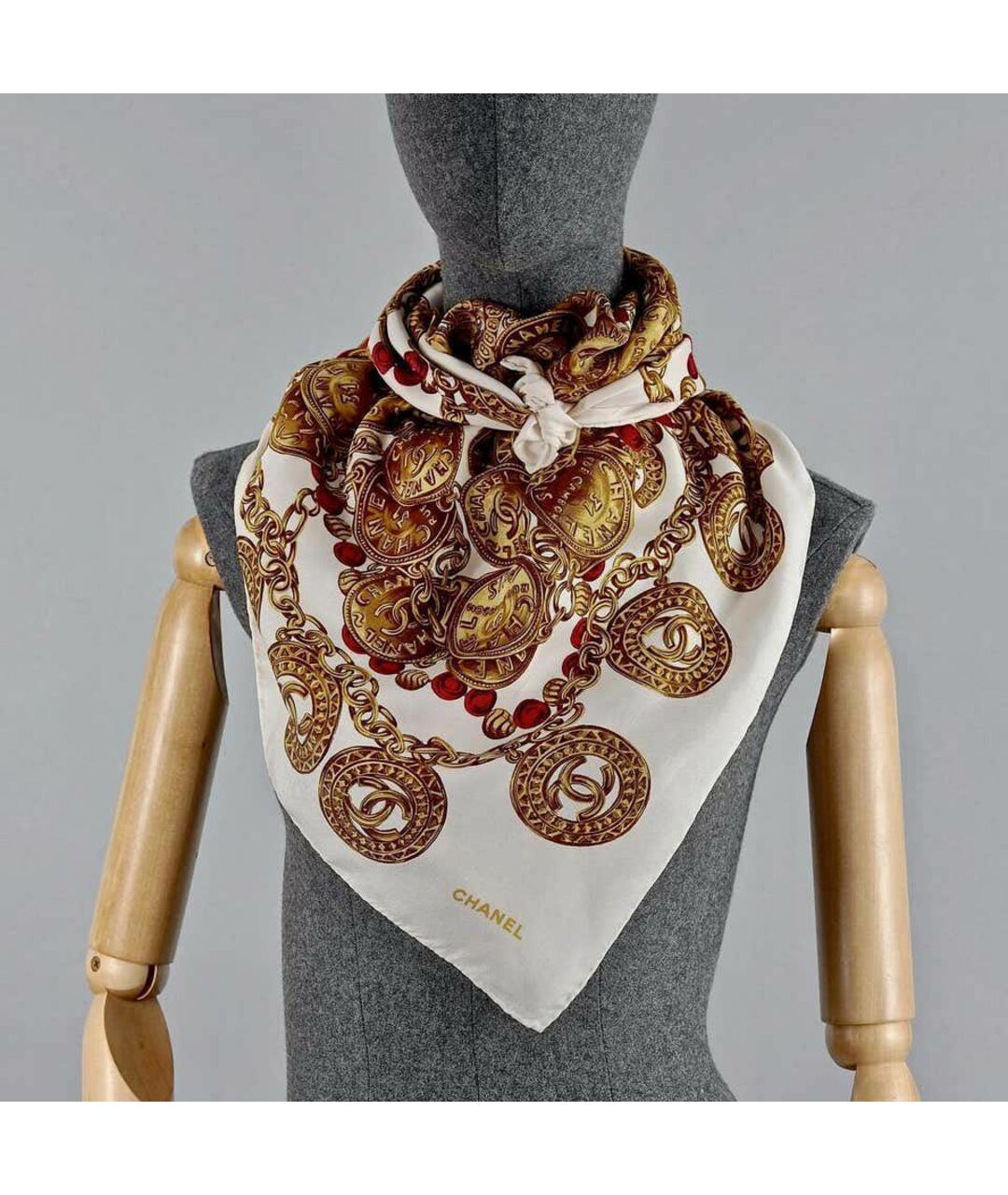 CHANEL VINTAGE Мульти шелковый шарф, фото 4
