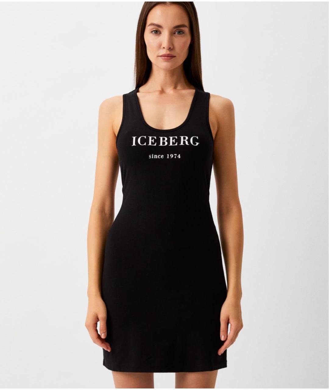 ICEBERG Черное хлопко-эластановое повседневное платье, фото 3