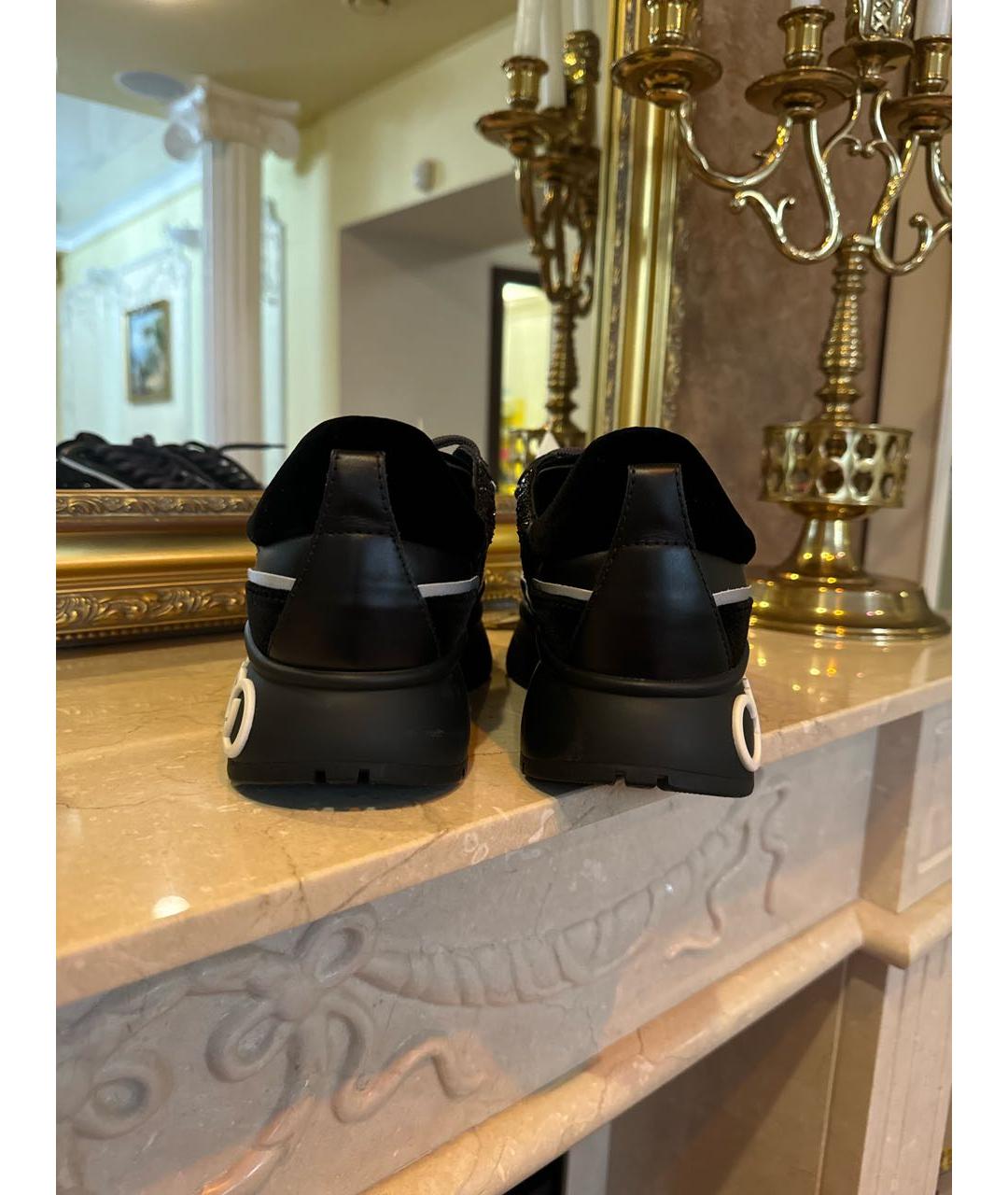 JIMMY CHOO Черные кожаные кроссовки, фото 4