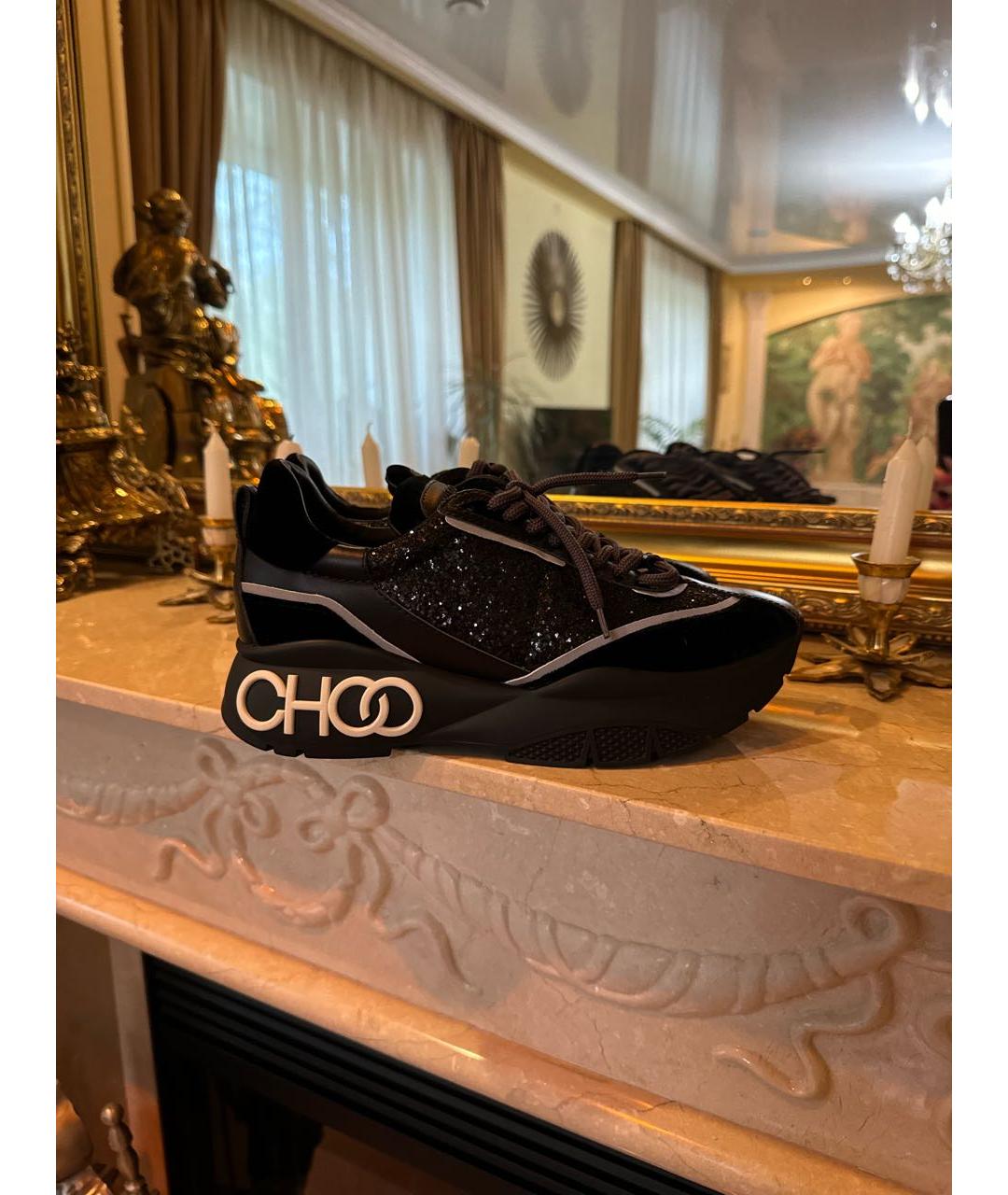 JIMMY CHOO Черные кожаные кроссовки, фото 9