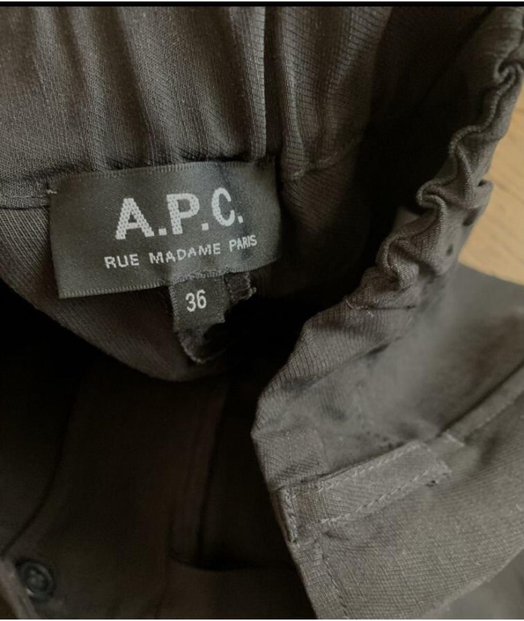 A.P.C. Антрацитовые льняные прямые брюки, фото 3