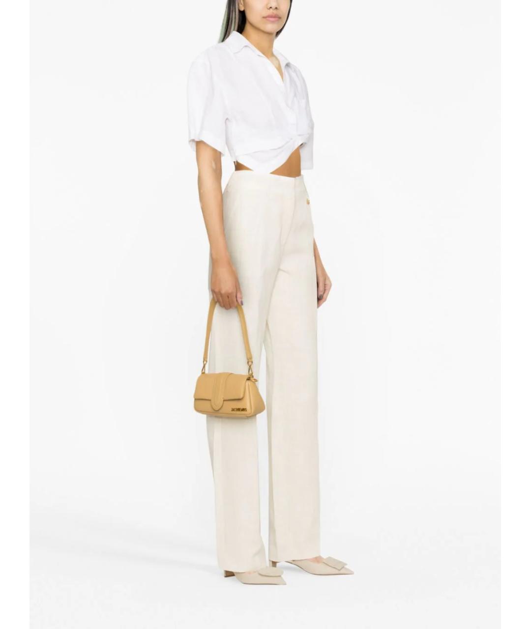 JACQUEMUS Бежевая кожаная сумка через плечо, фото 5