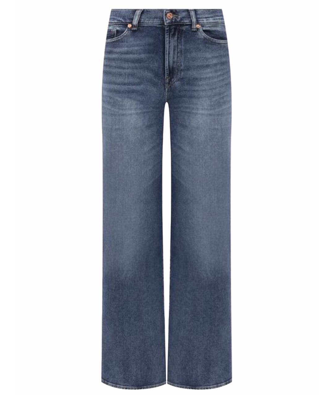 7 FOR ALL MANKIND Голубые хлопко-эластановые прямые джинсы, фото 1