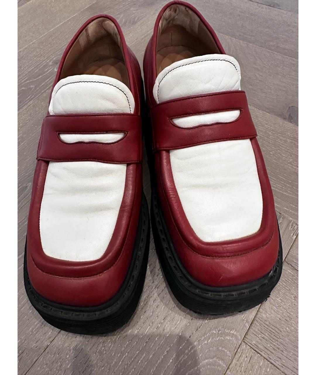 MARNI Бордовые кожаные туфли, фото 2