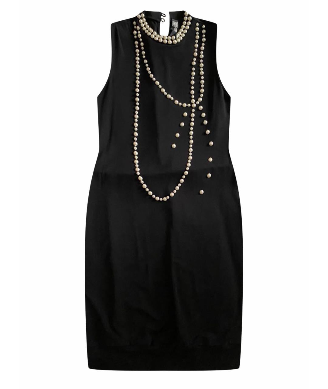 LOVE MOSCHINO Черное шелковое коктейльное платье, фото 1