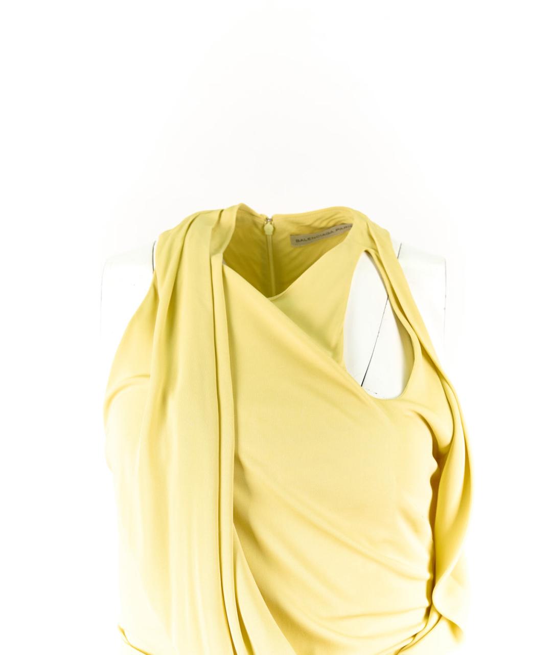 BALENCIAGA Желтое вискозное коктейльное платье, фото 4