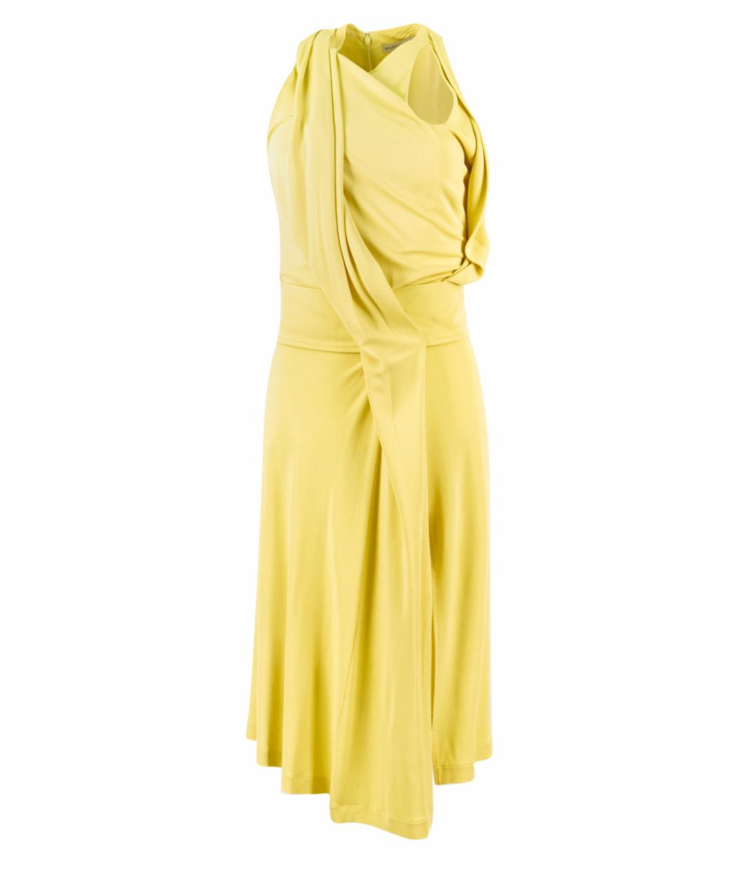 BALENCIAGA Желтое вискозное коктейльное платье, фото 1