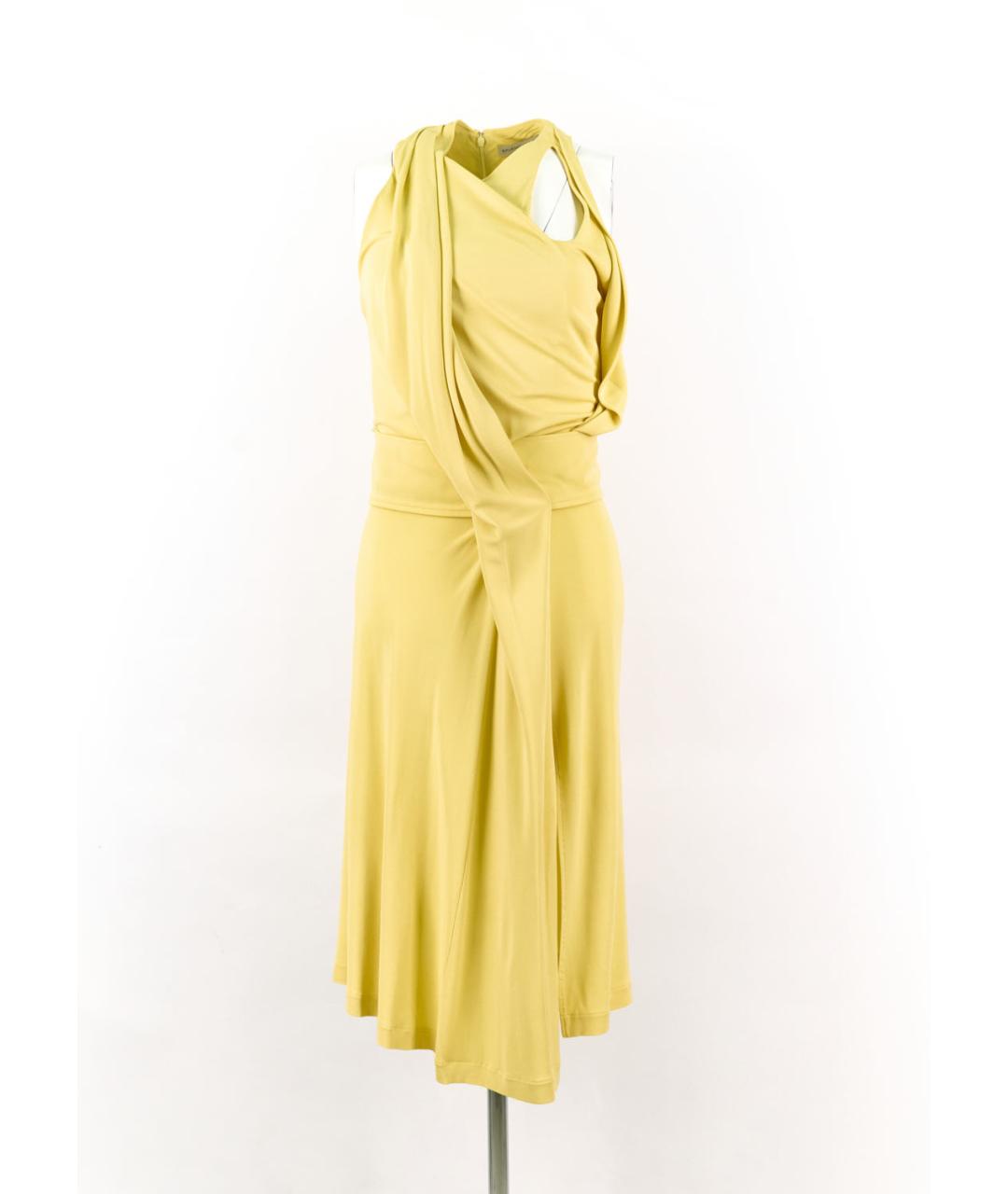 BALENCIAGA Желтое вискозное коктейльное платье, фото 5
