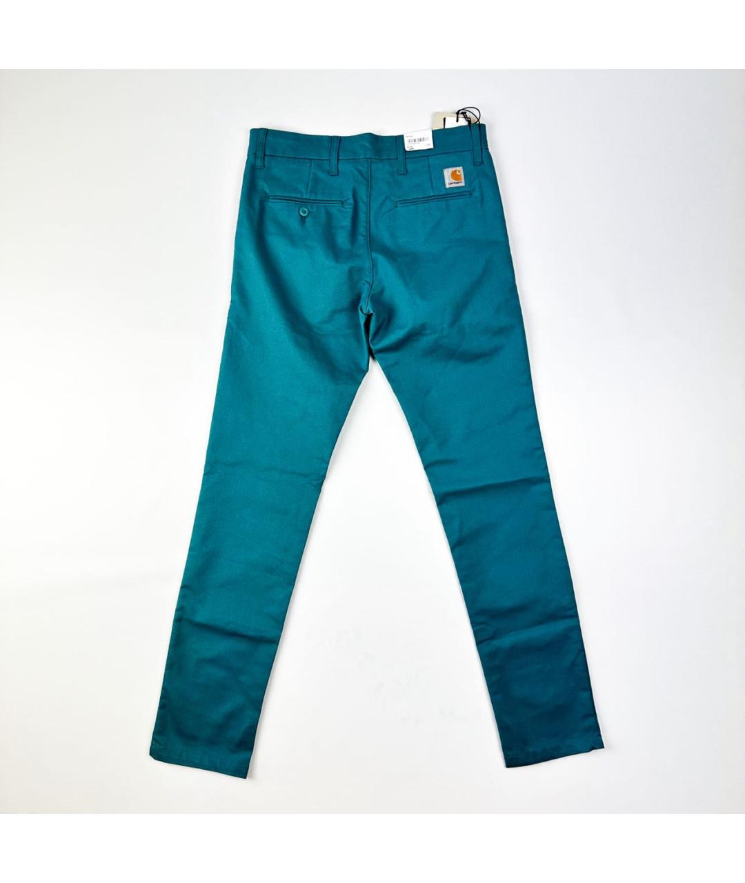 CARHARTT WIP Зеленые хлопко-эластановые брюки чинос, фото 2