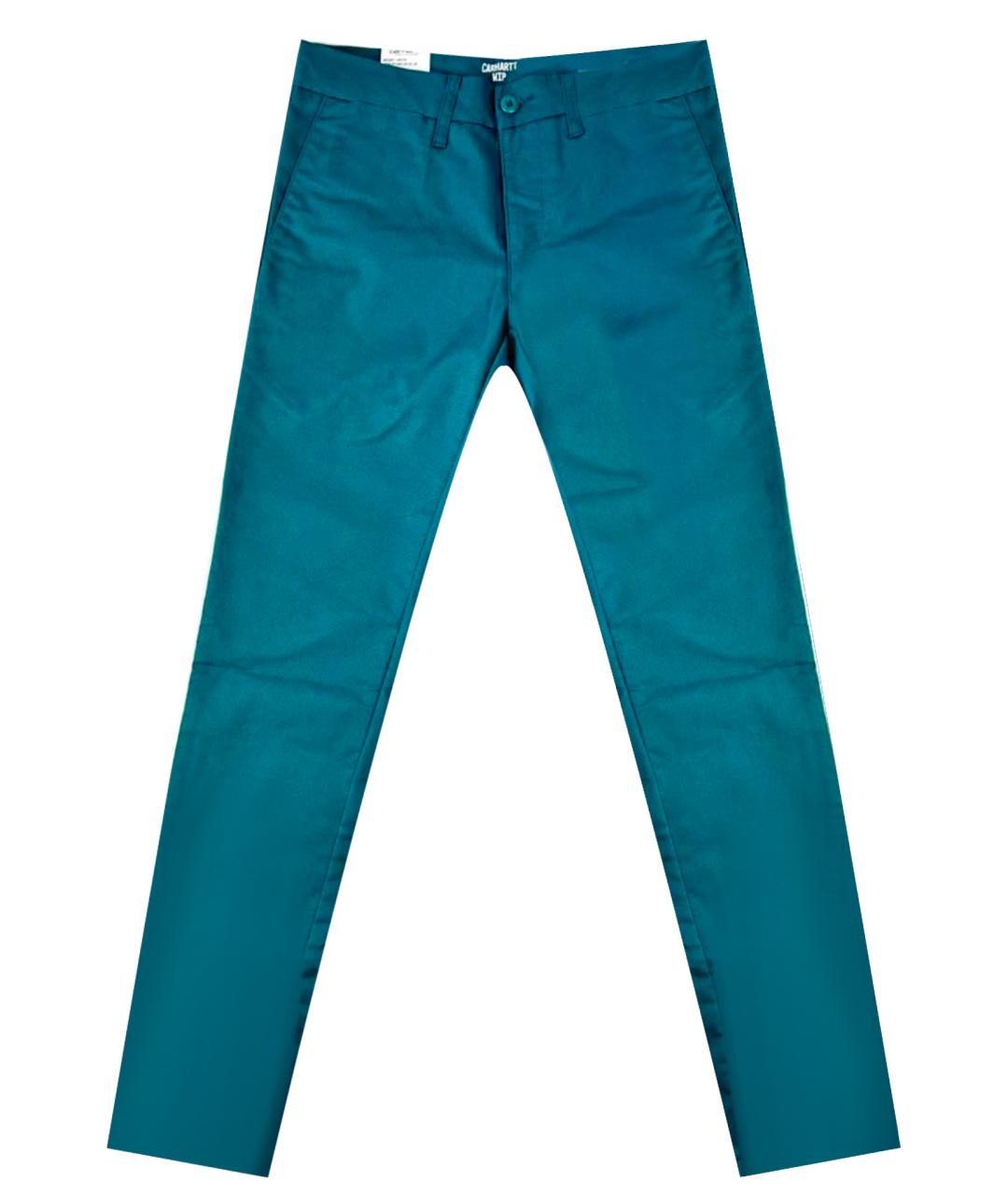 CARHARTT WIP Зеленые хлопко-эластановые брюки чинос, фото 1