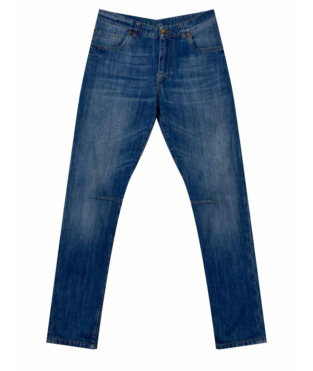 BRUNELLO CUCINELLI Синие хлопковые джинсы слим, фото 1