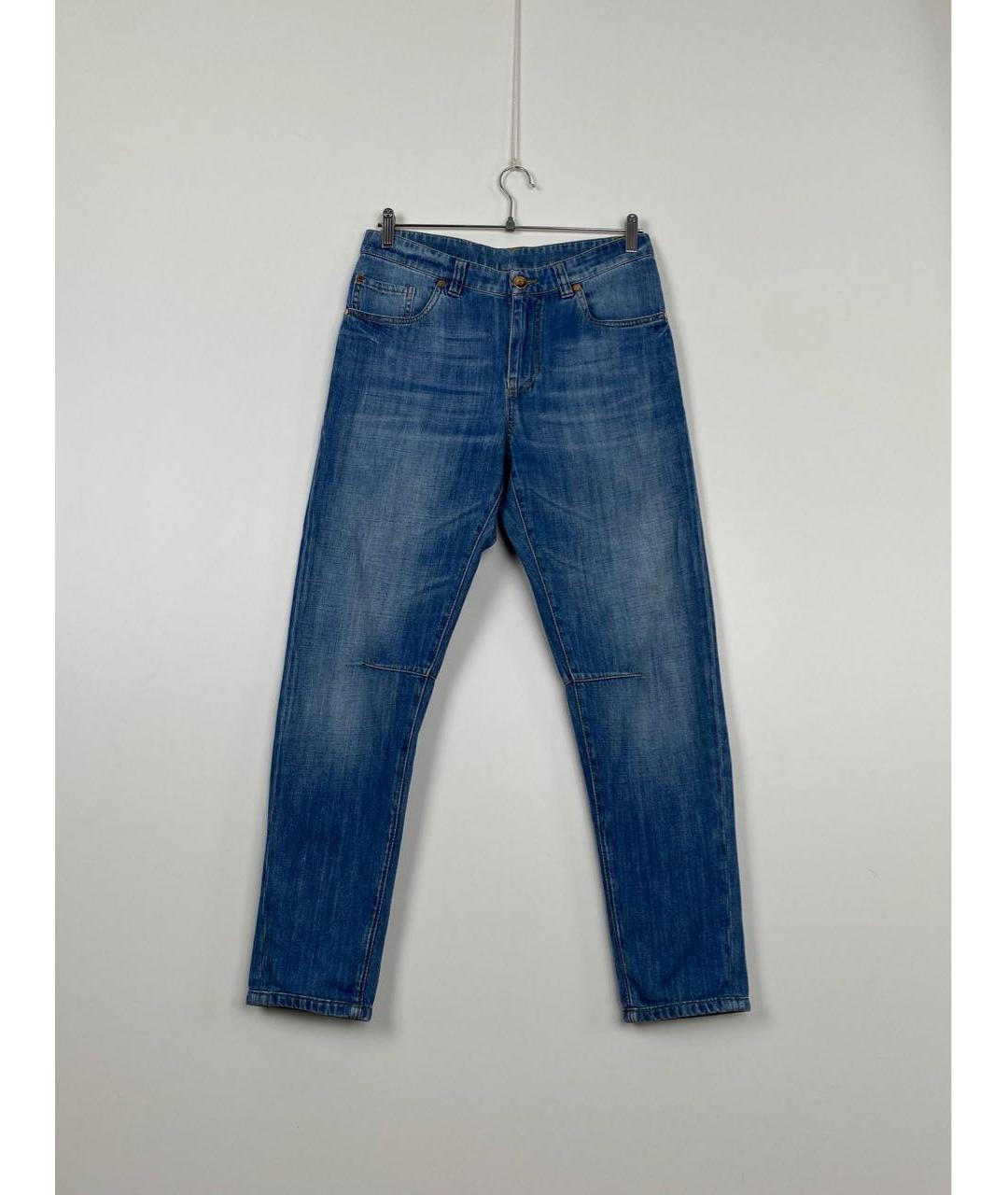 BRUNELLO CUCINELLI Синие хлопковые джинсы слим, фото 2