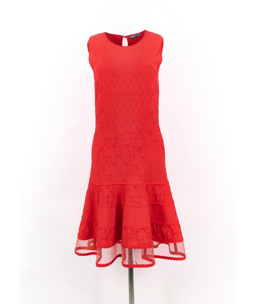 ALEXANDER MCQUEEN Красное вискозное коктейльное платье, фото 5