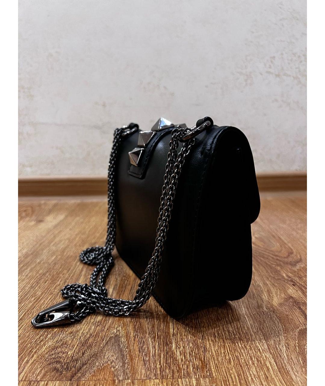 VALENTINO Черная кожаная сумка через плечо, фото 2