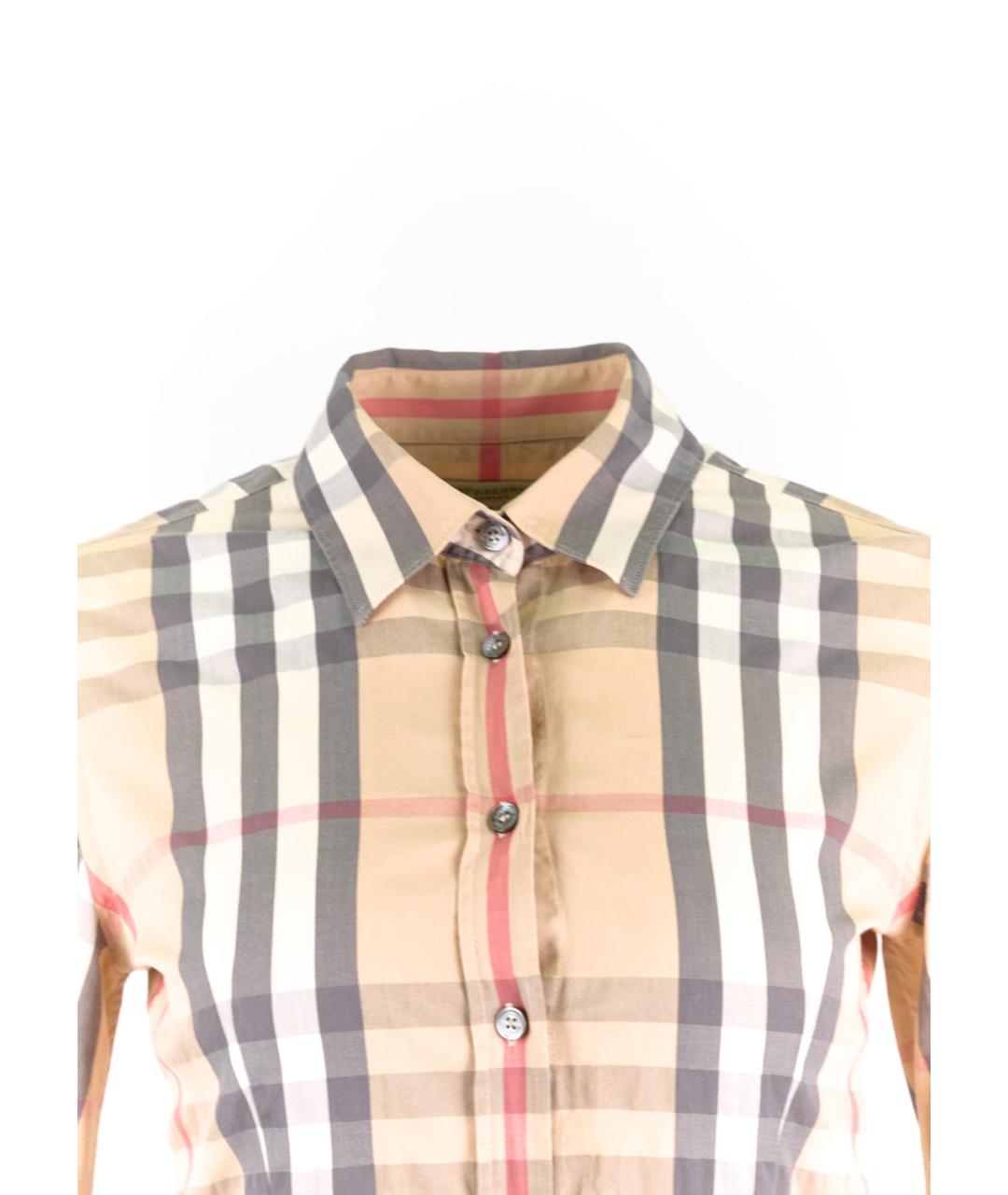 BURBERRY Бежевая хлопко-эластановая рубашка, фото 4
