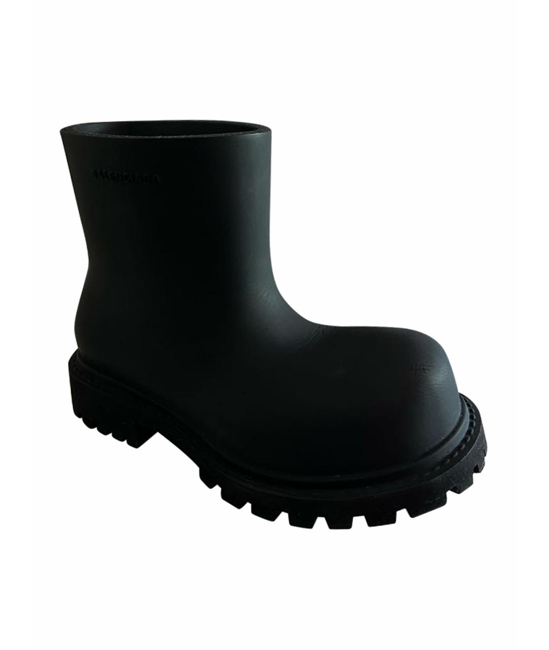 BALENCIAGA Черные резиновые высокие ботинки, фото 1