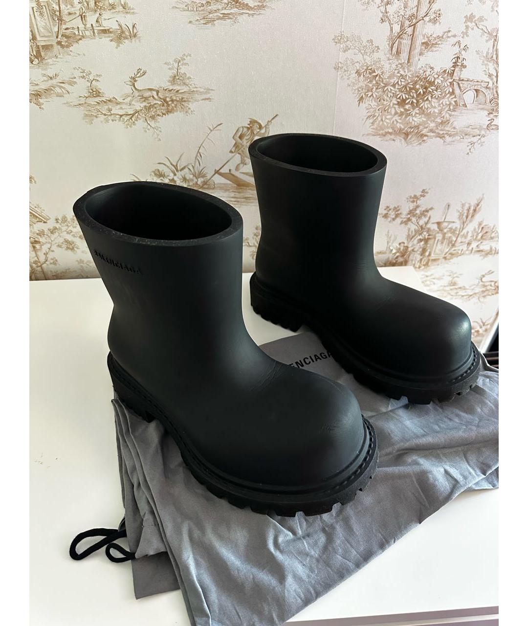 BALENCIAGA Черные резиновые высокие ботинки, фото 6