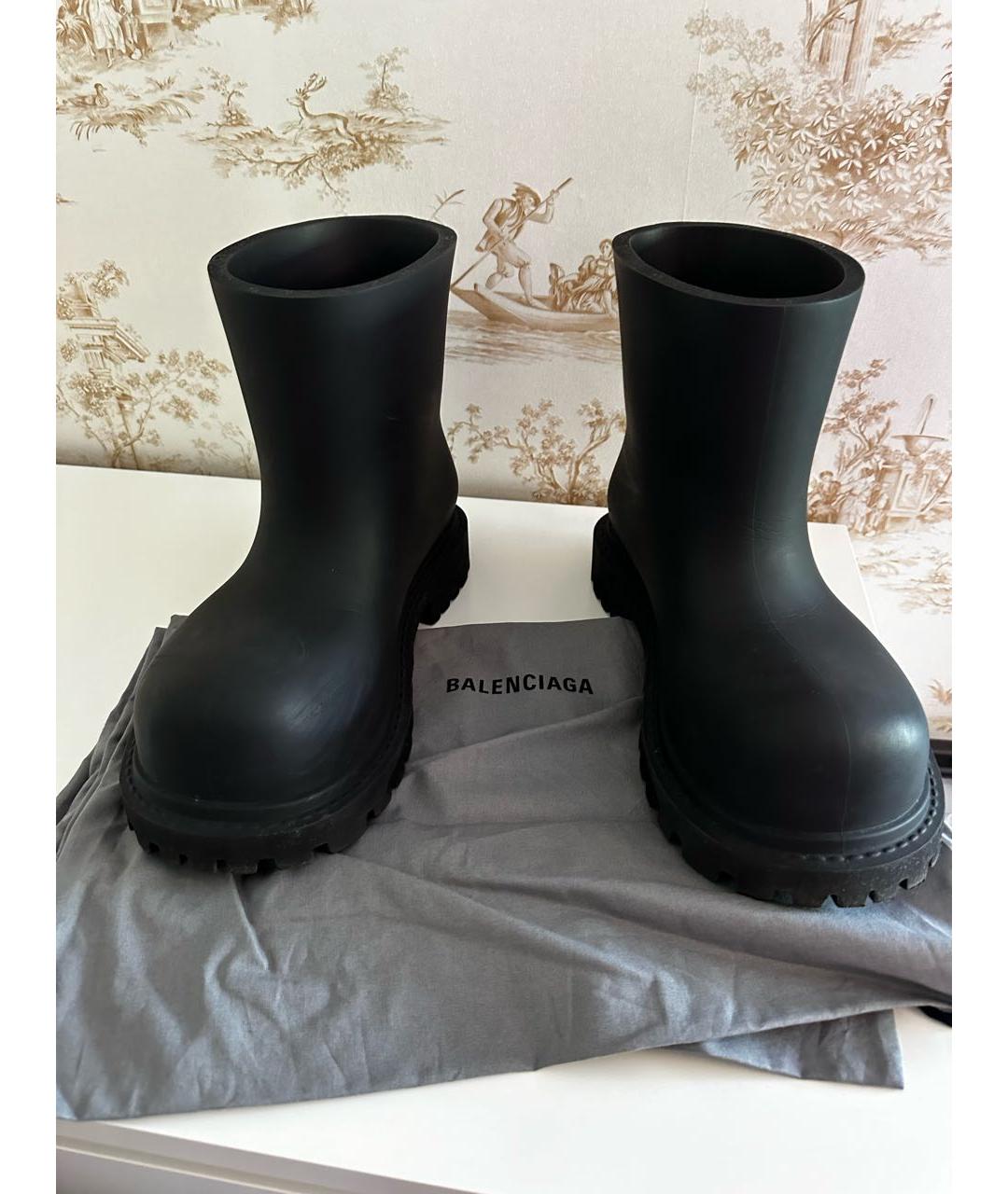 BALENCIAGA Черные резиновые высокие ботинки, фото 7