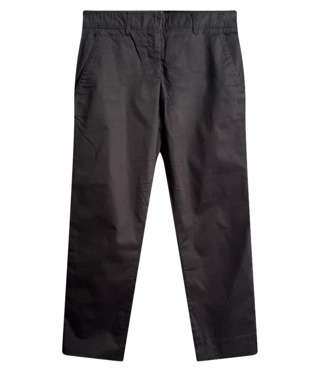 MIU MIU Черные хлопко-эластановые прямые брюки, фото 1