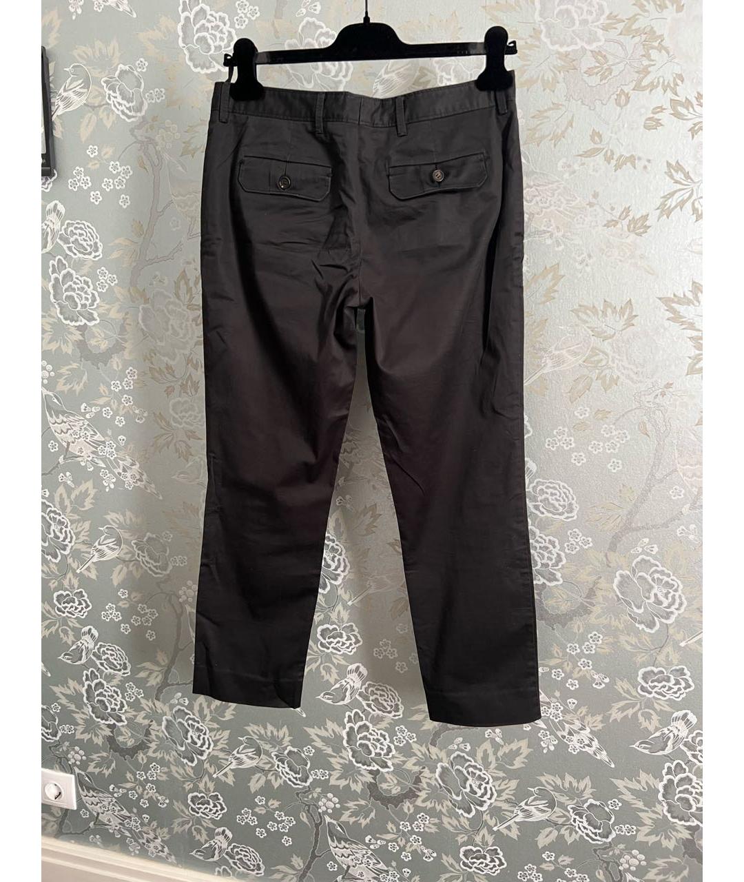 MIU MIU Черные хлопко-эластановые прямые брюки, фото 2