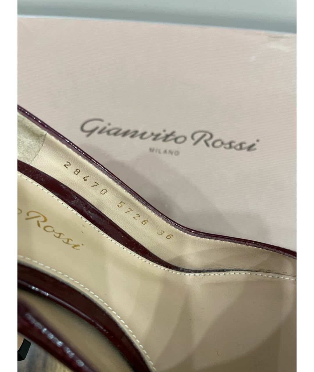 GIANVITO ROSSI Бордовые туфли из лакированной кожи, фото 5