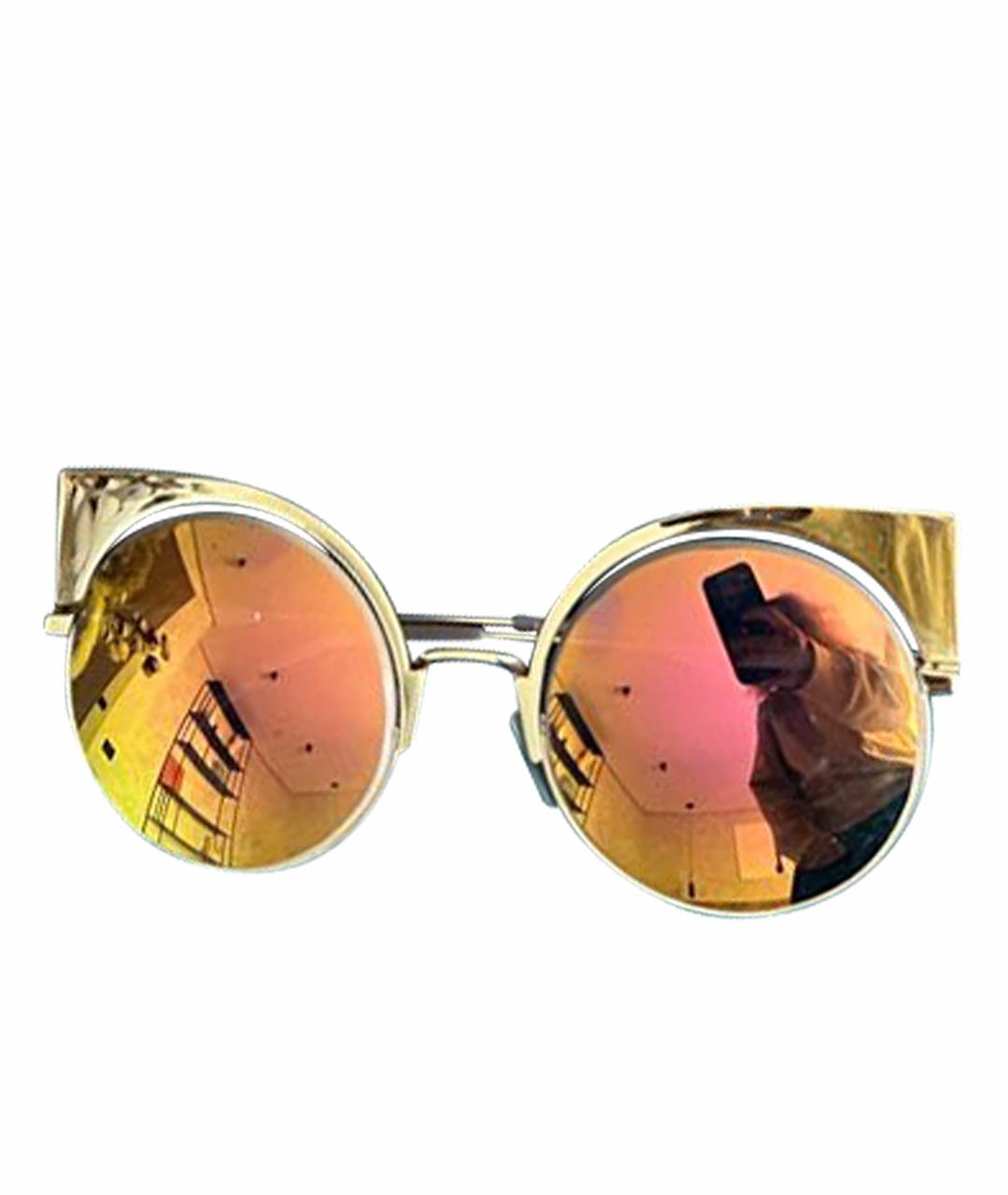 FENDI Желтые металлические солнцезащитные очки, фото 1