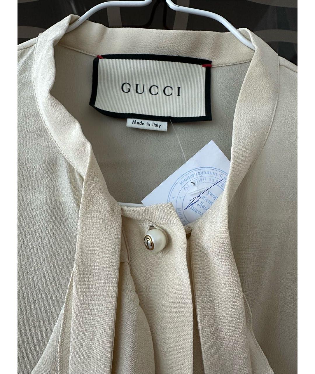 GUCCI Бежевая шелковая блузы, фото 3